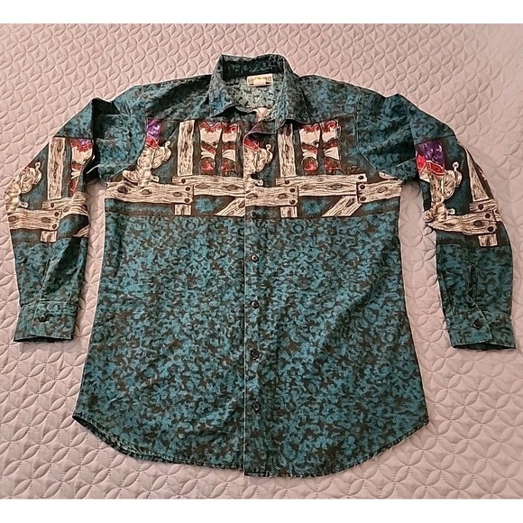 Other - Vintage Men's Koda Sunset Large Shirt Western Button Up Cowboy Retro